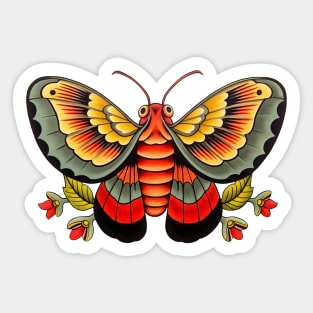 Vintage Retro Boho Moth Tattoo Art Sticker